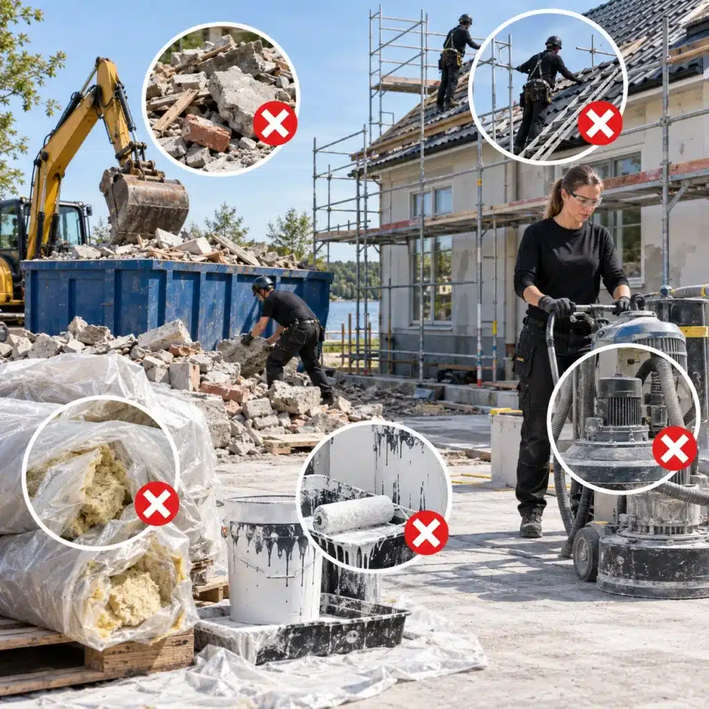 Slutstädning efter renovering Rengöring av ett nyinstallerat kök efter renovering