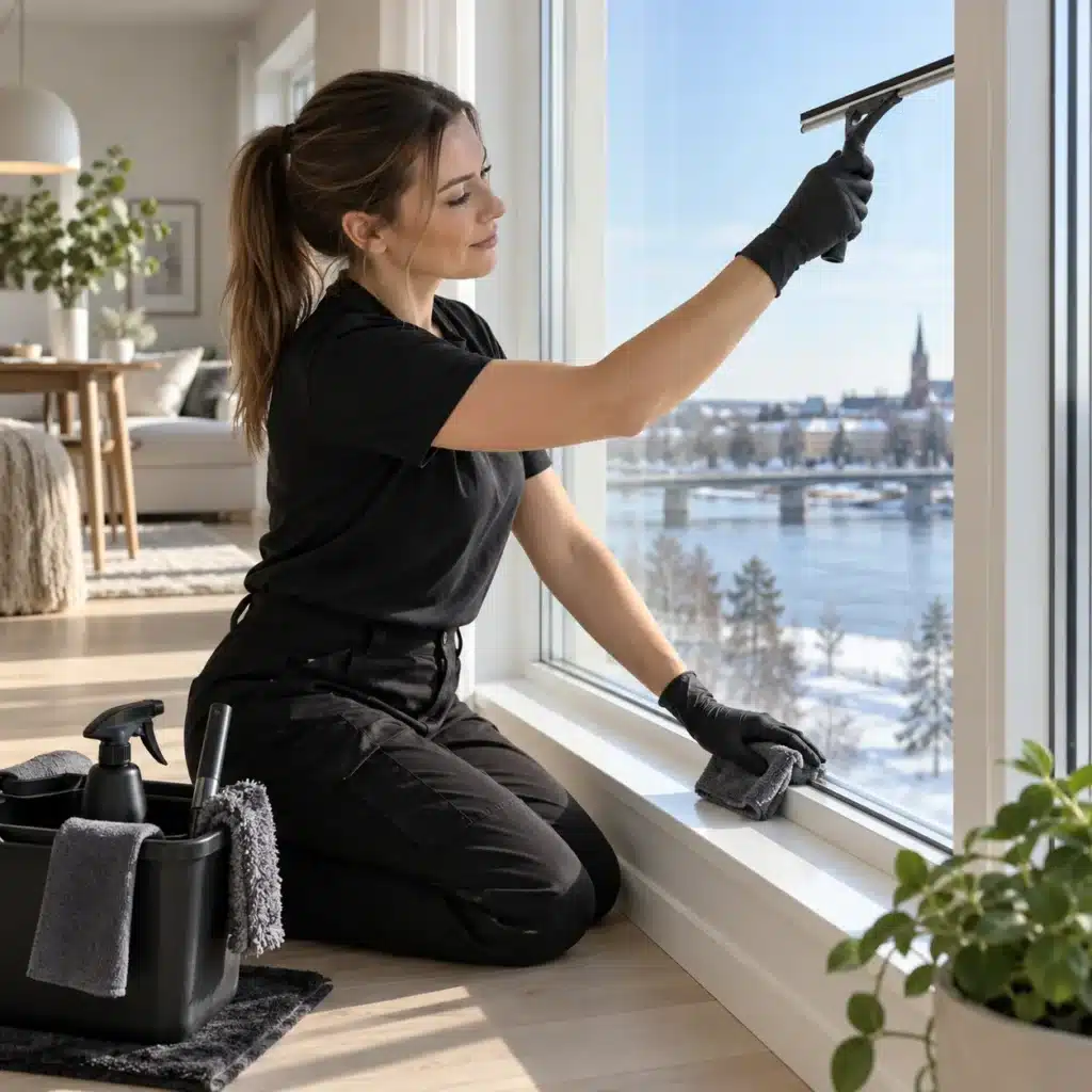Invändig fönsterputsning Umeå Fönsterputsare rengör glas, karm och fönsterbräda